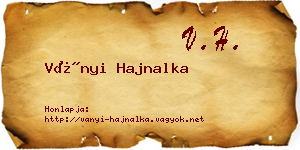 Ványi Hajnalka névjegykártya